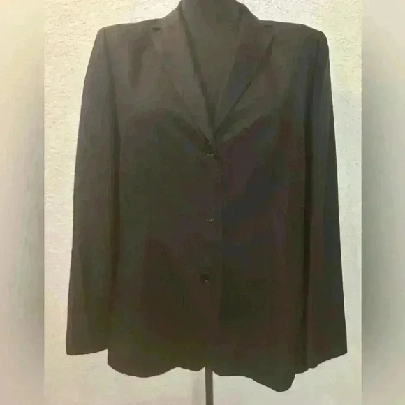 Vintage 90s Ann Taylor 100% Silk Black 3 Button Blazer 8 - Picture 1 of 7